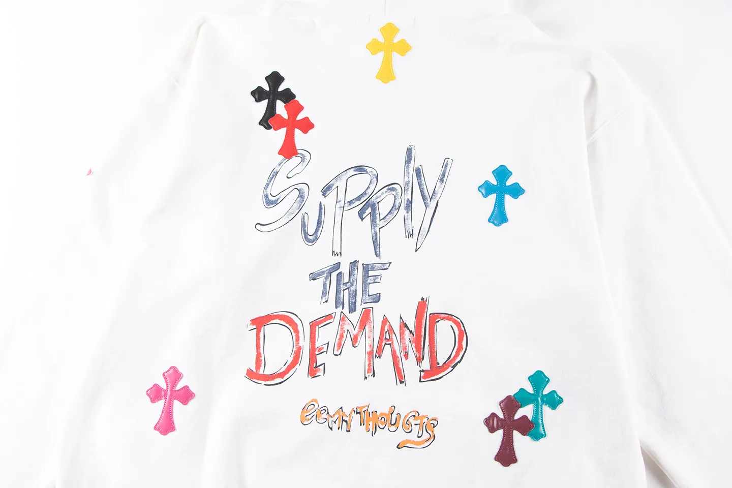 P310 Chrome Hearts Chrome Hearts Dopamine Leather Label Cross Sweatshirt Size: SMLXL Color: White
